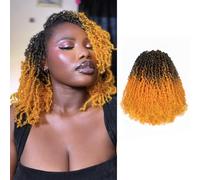 Toyotress Yanky Twist Crochet Hair - 35.6 cm 8 Packs (30 Strands/Pcs) Fluffy Spring Mini Twist Passion Twist Ombre Orange Ginger Pre Looped Crochet Braids Braiding Hair (35.6 cm OT2/Orange-8P)
