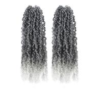 Toyotress Yanky Twist Crochet Hair 6 Inch 2 Packs (30 Strands/Piece) Fluffy Spring Mini Twist Short Bob Passion Twist, Ombre Gray Pre-Looped Crochet Braids Braiding Hair (6 inch, T-Gray-2P)