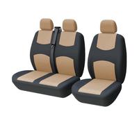 TOYOUN 2+1 Van Seat Covers Two-Tone Fabric Front Protectors Black&Beige