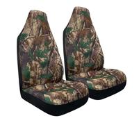 TOYOUN Camo Universal Front Car Seat Covers Waterproof Highback Bucket Design -Fit Most Cars, Trucks, SUVS, Vans 2 PCS Auto Fabric Covers Camouflage Forest Pattern Car Seat Protector