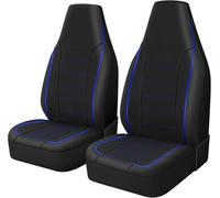 TOYOUN Classic Universal PU Leather Car Front Seat Covers High Back Bucket Seat Cover - Fit Most Cars, Trucks, SUVS, or Vans 2 PCS Blue Auto Seat Covers Set Car Seat Protector for All Seasons