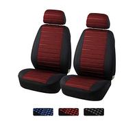 TOYOUN Front Pair Car Seat Covers Universal Fit Front Seat Covers Jacquard Cloth Auto Seat Covers Set for Most Sedans, Vans, SUVs, Trucks, Car Seat Protector Airbag compatible, Red