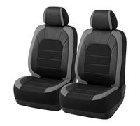 TOYOUN PU Leather Car Seat Covers 2 Front Seats Universal Fit for Cars Trucks SUVs Vans Airbag Compatible Non-Slip Seat Protector Automotive Interior Accessories Grey