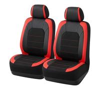 TOYOUN PU Leather Car Seat Covers Front Pair Universal Fit for Most Cars Trucks SUVs Vans Airbag Compatible Protector Easy Clean Auto Interior Accessories Red