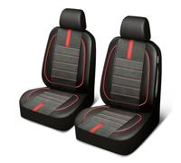 TOYOUN PU Leather Front Pair Car Seat Covers Classic Universal Fit for Cars Trucks SUVs Airbag Compatible Car Seat Protector Non Slip Auto Accessories Red