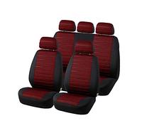 TOYOUN Universal Car Seat Covers Full Set - Jacquard Cloth for Most Sedans, Vans, SUVs, Trucks - Front and Rear Protector, Airbag Compatible - Red