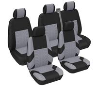 TOYOUN Universal Car Van Seat Covers - Full Set for 5 Seater, Front Pair & Rear Twin Passenger Seat Covers for Estate Cars, Crew Van, Combi - Gray
