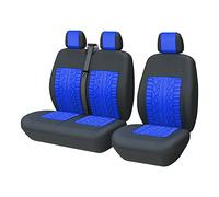 TOYOUN Van Seat Covers Universal Fit Most Vans Trucks Lorry Front Seat Covers Single & Double Car Seat Covers for Single Driver and Double Passenger Seat 2+1 seat Covers, Blue