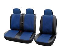 TOYOUN Van Seat Covers Universal Fit Most Vans Trucks Lorry Front Seat Covers Single & Double Car Seat Covers Set Faux Leather Cloth Air-bag Compatible Car Seat Protector, Blue