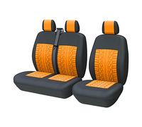 TOYOUN Van Seat Covers Universal Fit Most Vans Trucks Lorry Front Seat Covers Single & Double Car Seat Covers for Single Driver and Double Passenger Seat 2+1 seat Covers, Orange