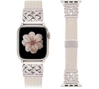 TOYOUTHS Braided Magnetic Strap Compatible with Apple Watch Straps 42/44/45/46/49mm, Celtic Knot Stretchy Elastic Nylon Loop Band for iWatch 11 10 9 8 7 6 5 4 SE/Ultra 3 2 1, Starlight/Starlight