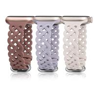TOYOUTHS Braided Silicone Straps Compatible with Apple Watch Strap 42/41/40/38mm Women, 3 Pack Sport Celtic Knot Hollow-out Band for iWatch 10/9/8/7/6/5/4/3/SE, Starlight/Smoke Violet/Lavender Grey