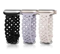 TOYOUTHS Braided Silicone Straps Compatible with Apple Watch Strap 42/41/40/38mm Women, 3 Pack Sport Celtic Knot Hollow-out Band for iWatch Series 10/9/8/7/6/5/4/3/SE, Starlight/Black/Lavender Grey