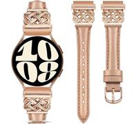 TOYOUTHS Celtic Knot Leather Strap Compatible with Samsung Galaxy Watch 7, 6, 5, 4 FE Active 2 40/44mm, 5 Pro/4 Classic for Women - 20mm Slim Dressy Band in Rose Gold