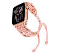 TOYOUTHS Compatible with Apple Watch Strap 41mm 40mm 38mm Women Boho Handmade Bracelet Cute Natural Stone Beaded Adjustable Braided Wrap Straps for iwatch Series 10/9/8/7/6/5/4/3/2/1/SE, Pink
