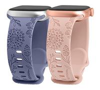 TOYOUTHS Compatible with Apple Watch Straps 38mm 40mm 41mm 42mm, Soft Silicone Sport Strap Women Dandelion Engraved Pattern Replacement Bands for iWatch Series 10/9/8/7/SE/6/5/4/3/2/1, Blue/Pink