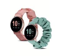 TOYOUTHS Elastic Scrunchie Straps Compatible with Samsung Galaxy Watch 7/6/5/4/Active 2 40mm 44mm/Watch 5 Pro 45mm/Watch 6 Classic/Watch 3 41mm Women, 20mm Stretchy Loop Strap, Green/Pink, S