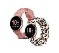 TOYOUTHS Elastic Scrunchie Straps Compatible with Samsung Galaxy Watch 7/6/5/4/Active 2 40mm 44mm/Watch 5 Pro 45mm/Watch 6 Classic/Watch 3 41mm Women, 20mm Stretchy Loop Strap, Leopard/Pink, L