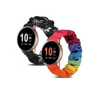 TOYOUTHS Elastic Scrunchie Straps Compatible with Samsung Galaxy Watch 7/6/5/4/Active 2 40mm 44mm/Watch 5 Pro 45mm/Watch 6 Classic/Watch 3 41mm Women, 20mm Stretchy Loop Strap, Black Grey/Rainbow, S