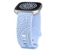 TOYOUTHS Floral Engraved Strap Compatible with Fitbit Versa 2/Versa/Versa Lite Straps Women Men, Cute Soft Breathable Sport Loop Silicone Band with Fancy Boho Henna Pattern, Light Blue
