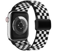 TOYOUTHS Stretchy Loop Strap with Magnetic Clasp Compatible with Apple Watch Straps Women 40mm 38mm 41mm 42mm, Cute Elastic Nylon Band for iWatch Series 11 10 9 8 7 6 5 4 SE 3 2 1, Black/White Check
