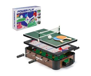 Toyrific 1 Table Top Games Multi Game Table Set Mini Football Hockey & Table Tennis Brown One Size Toyrific Multicolor