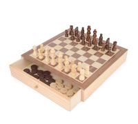 Toyrific Wooden Chess and Draughts 2-in-1 Game Board Set