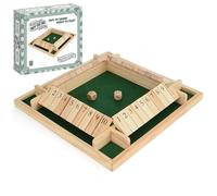 Toyrific 4 Player Shut The Box Game, Wooden Table Dice Classic Kids Family Travel Game