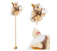 Toyrific 99 cm Hobby Horse Toy with Sounds, Strong Grip Handles, Plush head and Wheels, Light Brown