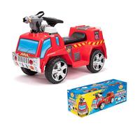 Toyrific Electric Ride-On Kids Fire Engine with Bubble Machine, Flashing Lights and Sirens
