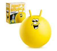Toyrific Jump N Bounce Kids Space Hopper, 20 Inch Retro Bouncing Ball with Easy Grip Handles, Outdoor or Indoor Exercise Toy for Ages 3+, Smiley Yellow Design