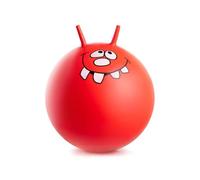 Toyrific Jump N Bounce Kids Space Hopper, 24 Inch Retro Bouncing Ball with Easy Grip Handles, Outdoor or Indoor Exercise Toy for Ages 3+, Happy Red Design