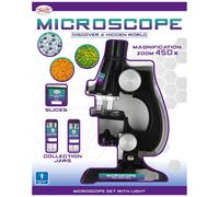 Toyrific Microscope Set With Light - 100x, 200x & 450x Magnification, 5 Slides & Collection Jars Included, Ages 8+