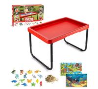 Toyrific Play Tray Activity Table with Play Mat Set, Kids Sensory Play Tray, Sea Life and Dinosaur Theme Play Mat Set, Red