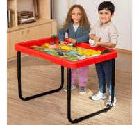 Toyrific Play Tray Activity Table with Play Mat Set, Kids Sensory Play Tray, Farm and Safari Theme Play Mat Set, Red