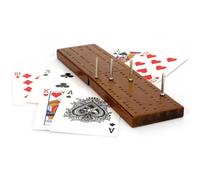 Toyrific Wooden Cribbage Board with Playing Cards Set, Family Travel Game Set