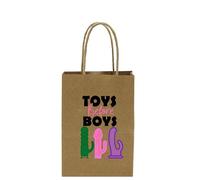 Toys Before Boys Funny/Novelty Strong Brown Paper Printed Gift Bag, Humourous Gift Wrap/Bags