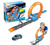 Toys Cars - 26x23x7cm Press And Go Car, Bendable Track Vehicle, Creative Racing Toy, Interactive Curve Track Game | Educational Flexible Car Toy For Kids Christmas Halloween Party Family Fun Pl