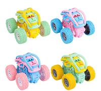 Toys Cars for 2+ Year Old Girls,4 Pack Pull Back Cars Monster Trucks, 360 Degree Rotation Push and Go Vehicle, Inertia Car Racing Game Toys Gift for 3 4 5 6 Toddler, 4 Colors