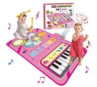 Toys for 1 2 3 4 5 Year Old Girls, 2 in 1 Music Mat Gifts for Girls Kids Toys Age 1-6, Montessori Educational Music Toys for 1-5 Year Old Toddlers, Birthday Presents Christmas Stocking Fillers for 1+