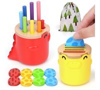 Toys for 1 2 3 Year Old Boys Girls: Montessori Toys Wooden Color Sorting Gifts for 2-3-4 Year Old Kids Learning Fine Motor Skills Educational Sensory Toys for Toddler 1-3 Birthday Gifts (Dinosaur)