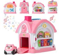 Toys for 1-2 Year Old Girls, First Birthday Gifts for Girls, Busy Table and Montessori Toys with Musical Learning, Shape and Number Recognition, Interactive Animal Play