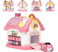 Toys for 1 2 Year Old Girls,Montessori Educational Toys for 1-2 Year Olds, 6-in-1 Multi-Functional Activity Center with Music, Clock & Telephone, Birthday Gifts for Toddler Girls