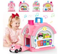 Toys for 1 2 Year Old Girls: Montessori Toys for 1 Year Old, 6 in 1 Multi-Functional Activity House Baby Toy with Music/Lights/Sound/Car, Birthday Gifts for 1 2 Year Old Girls Kid