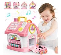 Toys for 1 Year Old Girls: Montessori Educational Toys for 1 Year Old, 6 in 1 Multi-Functional Activity House Baby Toy with Music/Clock/Sound, Birthday Gifts for 1 2 Year Old Girls Kids