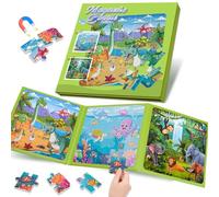 Toys for 3 4 5 6 Year Old Boy Girls: Boys Toy Age 4-5-6 Birthday Gifts for Boy Girl Age for 4 5 6 7 Travel Games for Kids 3-5 Toddler Aeroplane Activities Educational Magnetic Jigsaw Dinosaur Puzzles