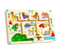 Toys for 3 Year Old Boys, Dinosaur Magnetic Maze Board Wooden Toy, Montessori Fine Motor Skills Toy for 2-5 Year Old, Plane Activities for Kids, Educational Learning Gift for Toddlers