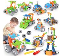 Toys for 4 5 6 7 8 9 Year Old Boys, 10 in 1 STEM Construction Toys for Boys Age 5 6 7 8 Toy Cars Building Toys for 4-9 Year Old Boy Christmas Birthday Gifts for Boy Girls Age 5-10 Excavator Digger Toy