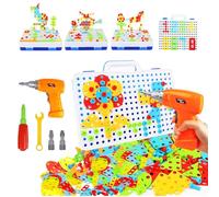 Toys for 4 Year Old Boys Kids Construction Toys Take Apart Build Blocks Set with Storage Box STEM Educational Puzzle Drill Toy for Age 3 4 5 6 Year Old Boys Girls Children