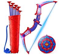 Toys for Age 3-12, Boys Toy Bow Arrow With Red & Blue LED Lights, Quiver & Web Target, Kids Toys Gifts for 3 4 5 6 7 8 10 Year Old Boys Kids Birthday Presents for 3 4 5 6 7 8 9 10 Year Olds Boys Girls